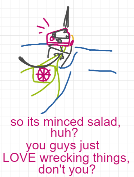 A panel from Ready Oar Knot, episode three of the Board Boards object show by Furretwalk/WalkingFurret.